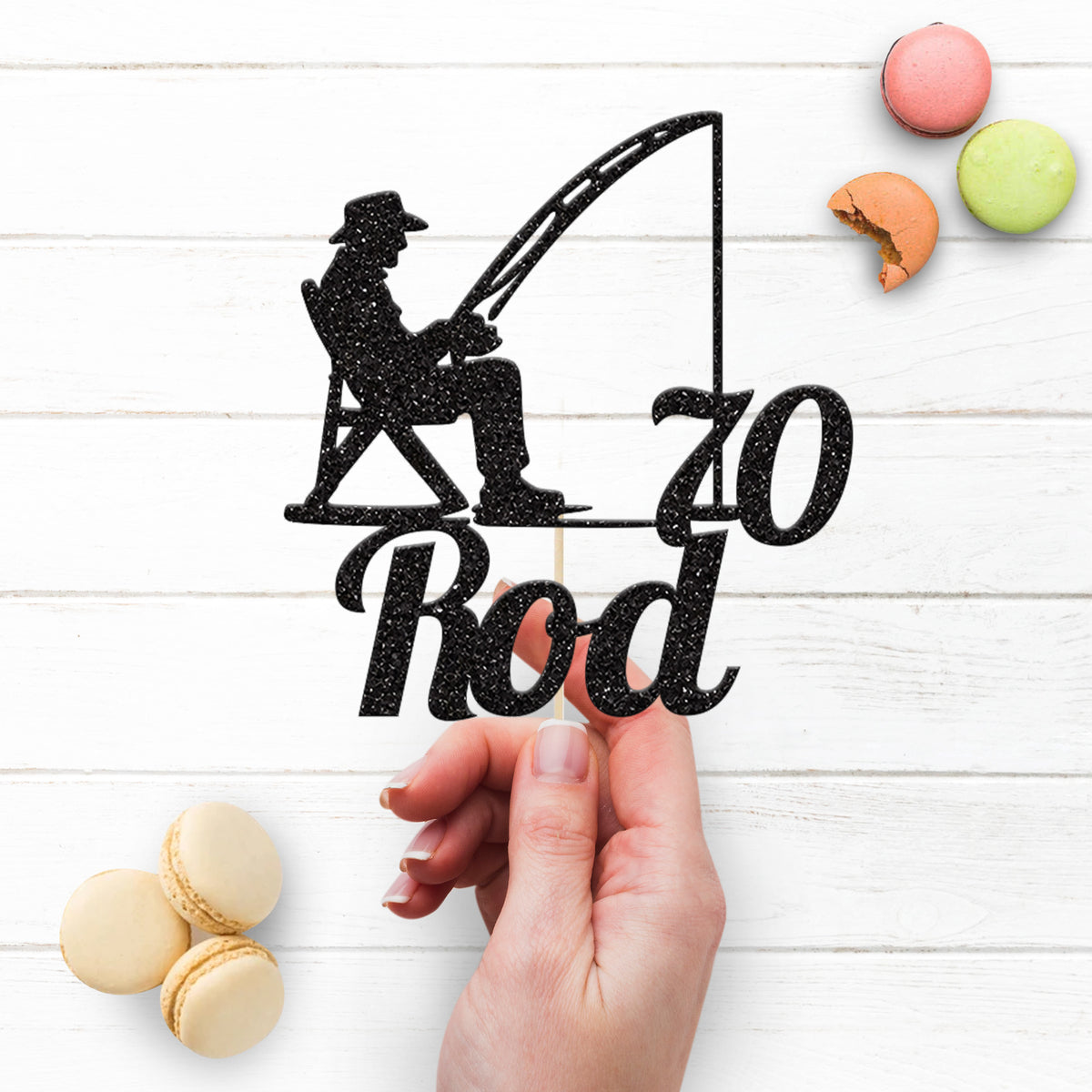 Personalised Seated Fisherman Cake Topper – Name & Age - view 3