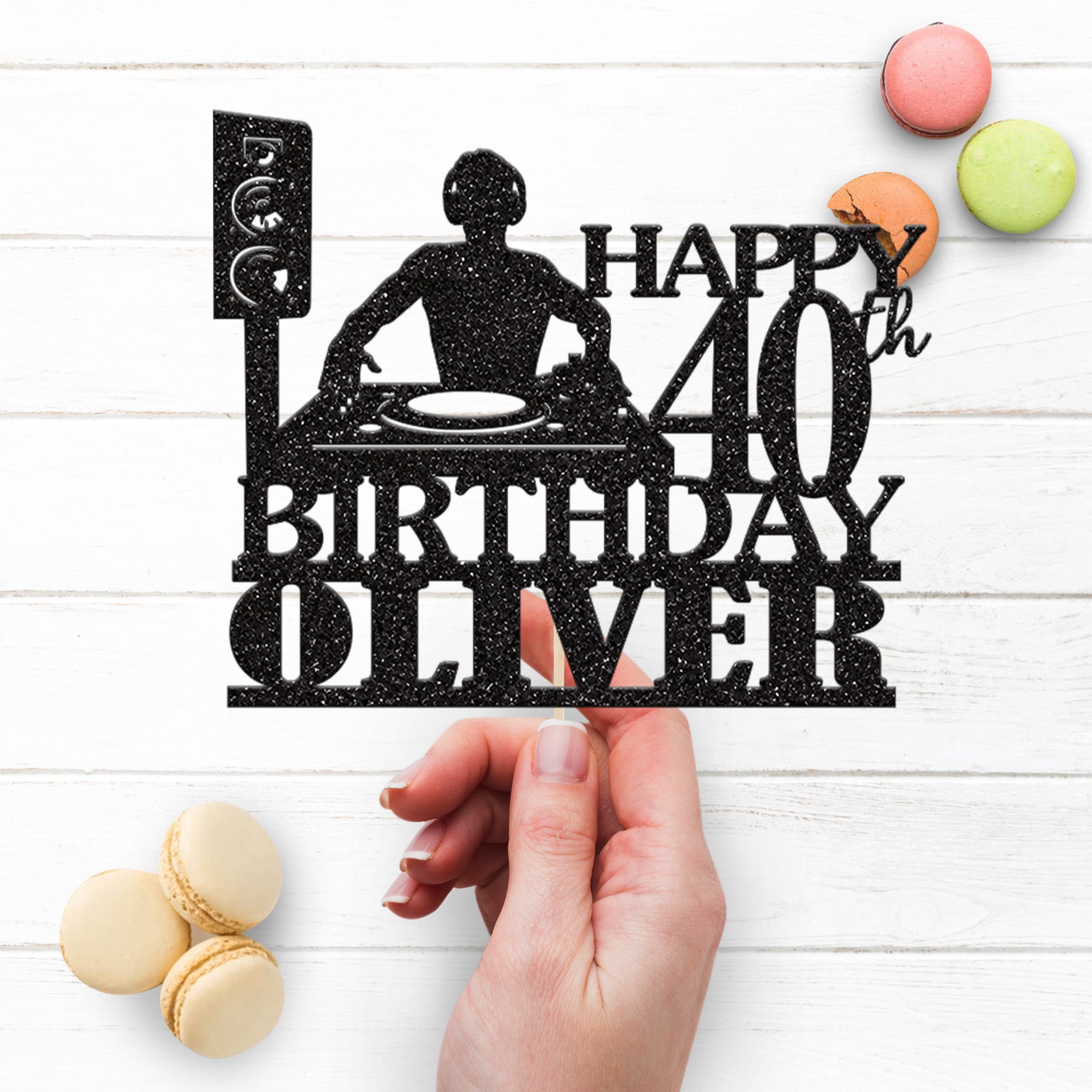 Personalised DJ and Speaker Cake Topper – Name & Age Secondary image
