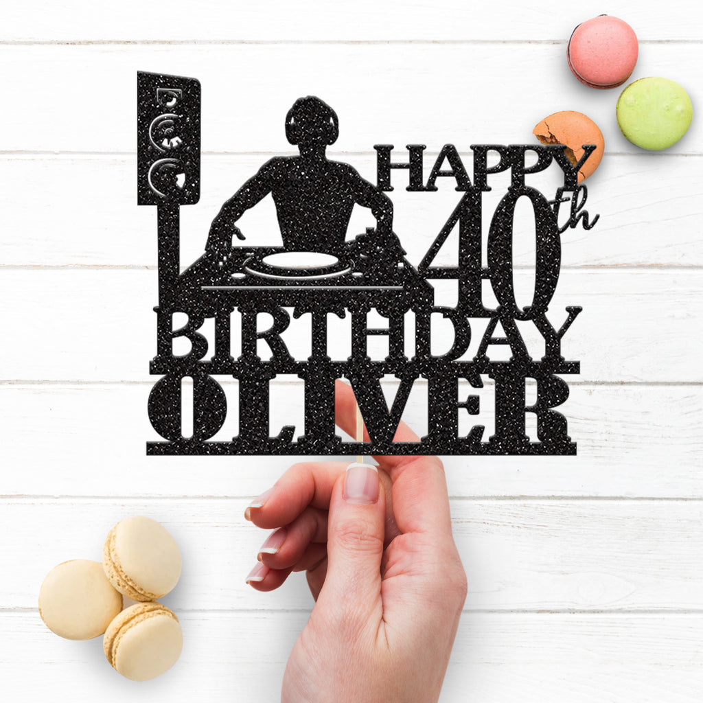 Personalised DJ and Speaker Cake Topper – Name & Age - view 3