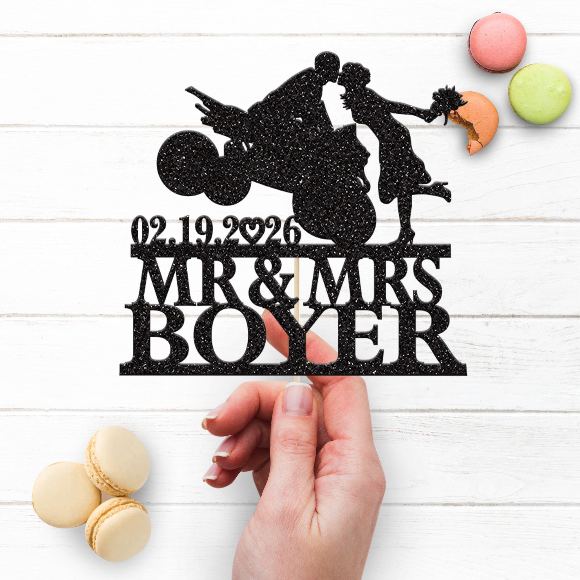 Personalised Quad Bike Wedding Cake Topper – Surname & Date Secondary image