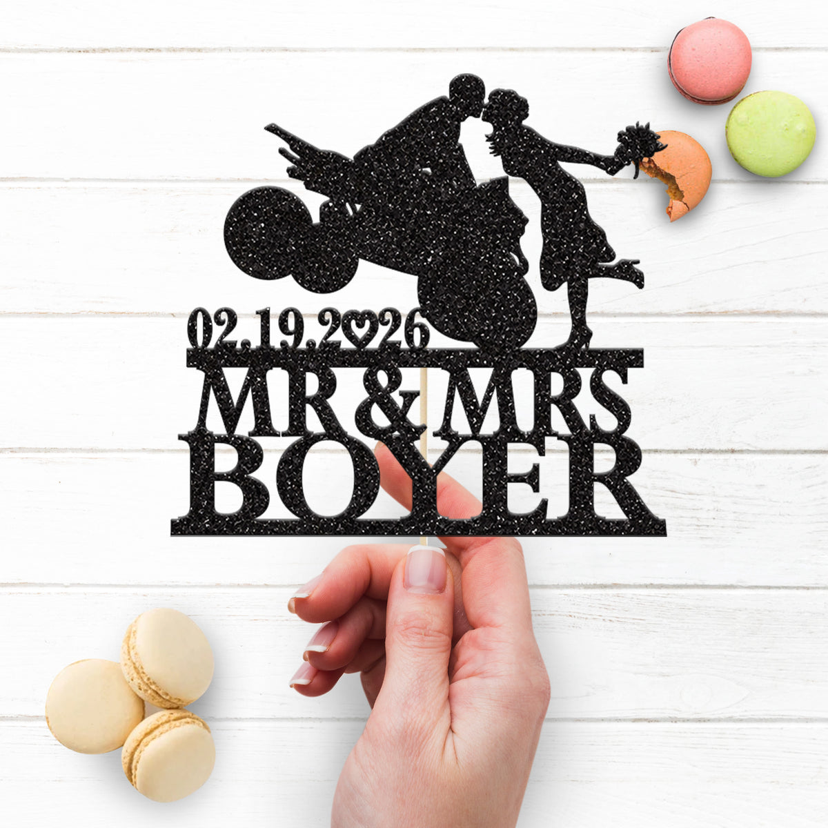 Personalised Quad Bike Wedding Cake Topper – Surname & Date - view 3