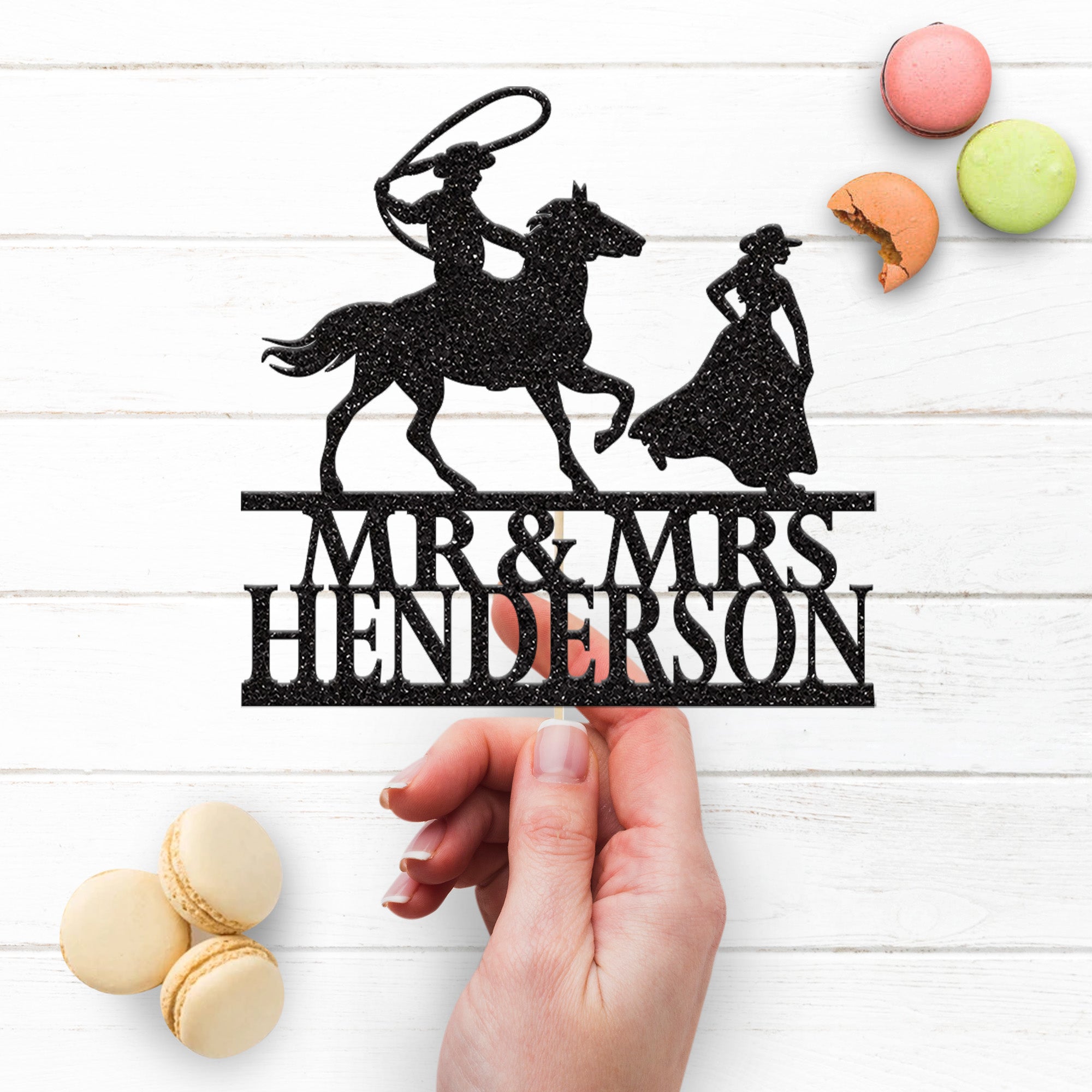 Personalised Lasso Cowboy Wedding Cake Topper – Surname Secondary image