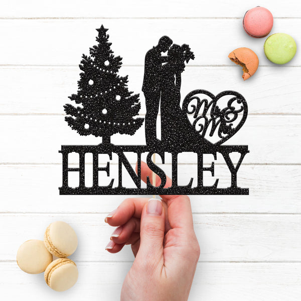 Personalised Christmas Tree Wedding Cake Topper – Surname - view 3