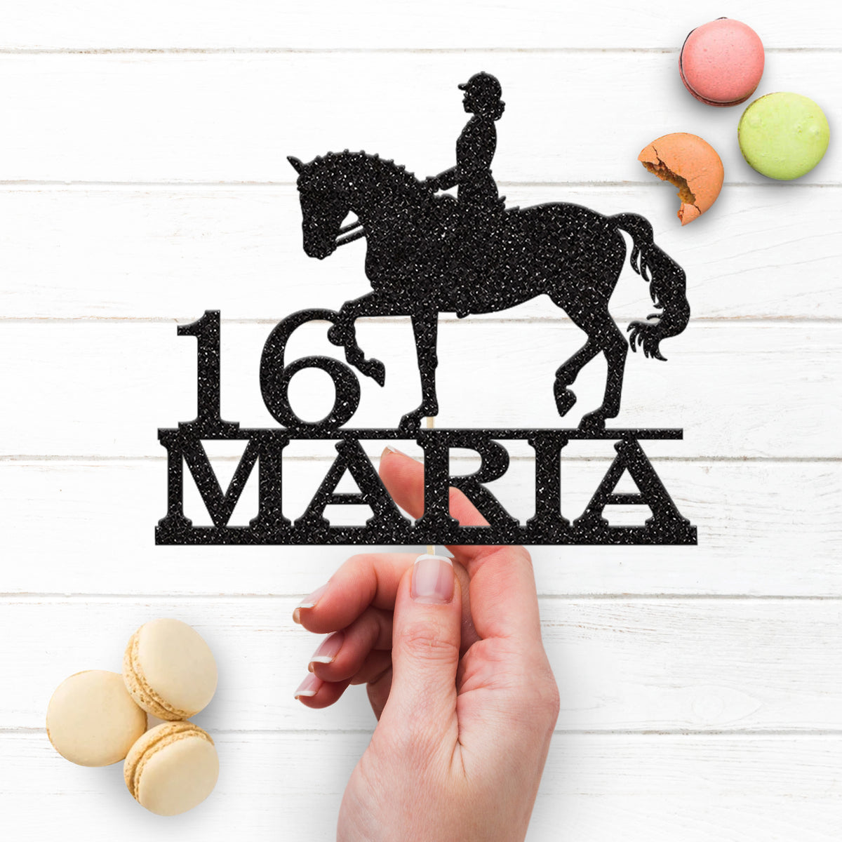 Personalised Trotting Horse Rider Cake Topper – Name & Age - view 3