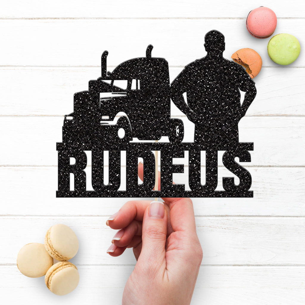 Personalised Truck and Driver Cake Topper – Name - view 3