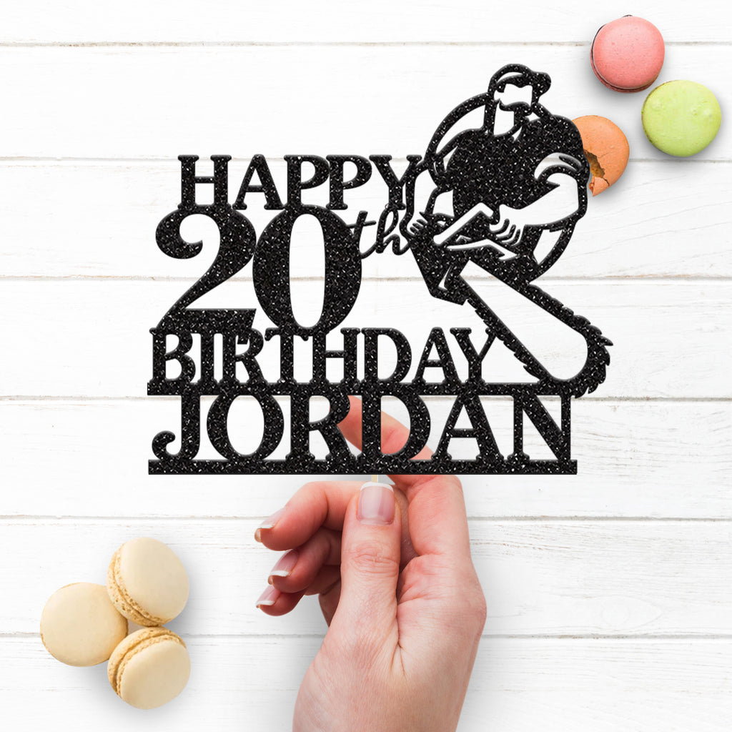 Personalised Chainsaw Birthday Cake Topper – Name & Age - view 3