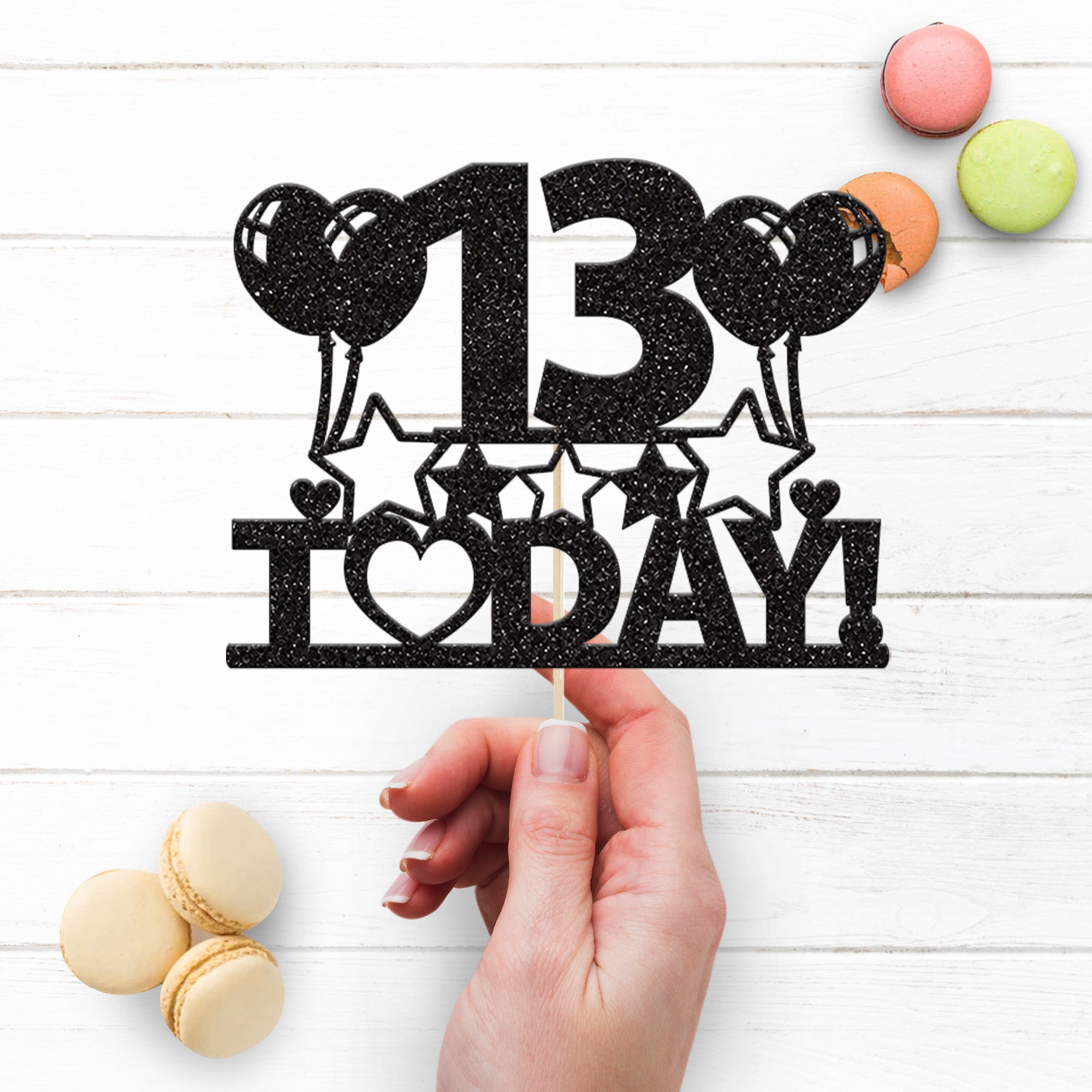 Personalised Balloons & Stars Today Cake Topper – Age Secondary image
