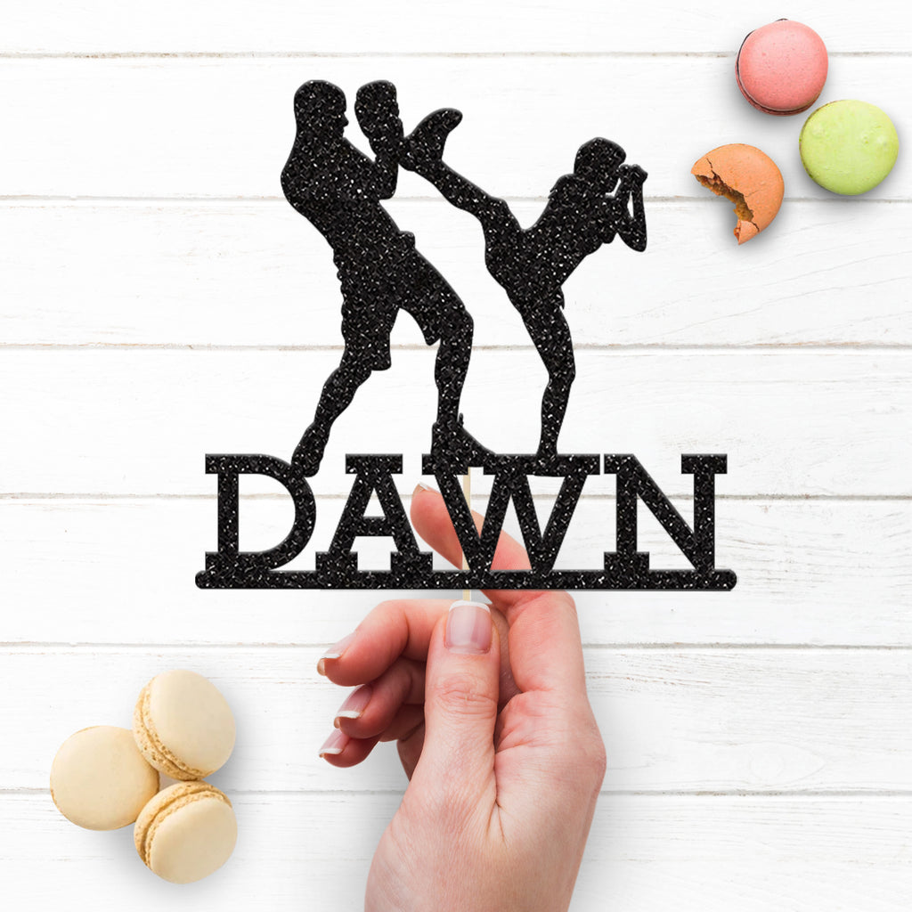 Personalised Kickboxing Pair Cake Topper – Name - view 3