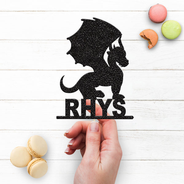 Personalised Horned Dragon Cake Topper – Name - view 3