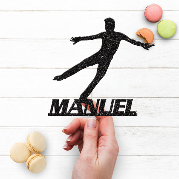 Personalised Figure Skater Balance Pose Cake Topper – Name - view 3