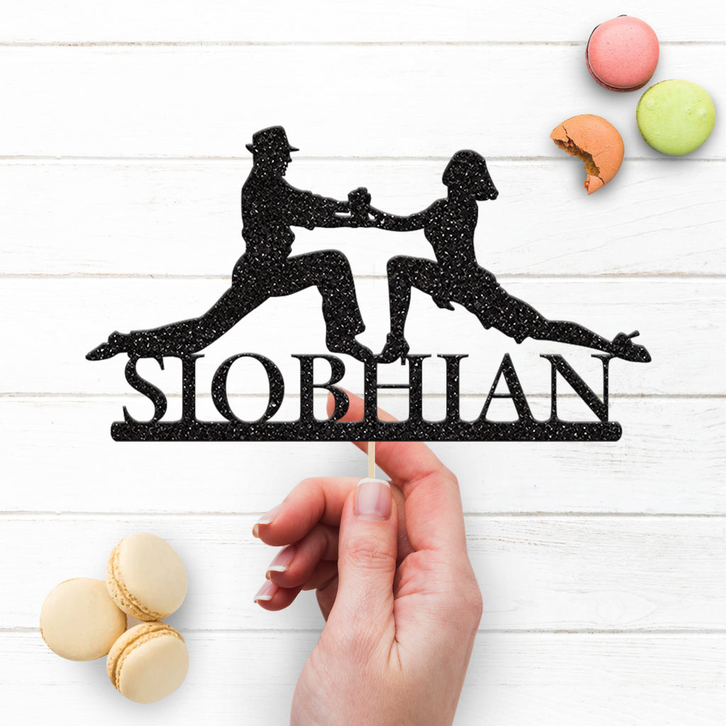 Personalised Dancing Couple Lunge Pose Cake Topper – Name - view 3
