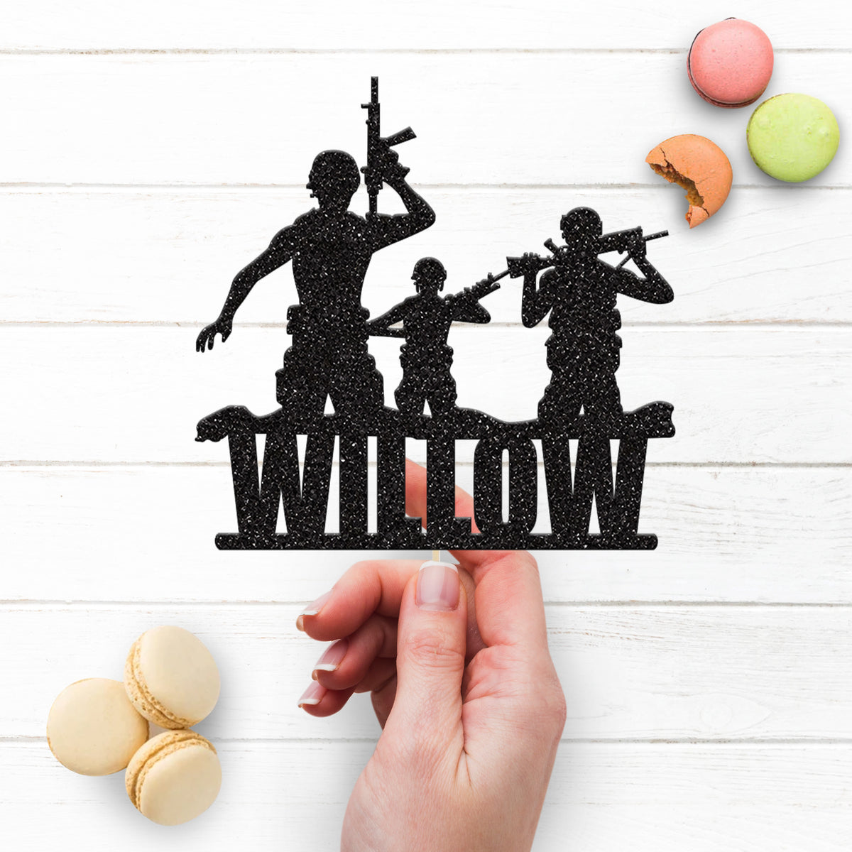 Personalised Three Soldiers Birthday Cake Topper – Name - view 3