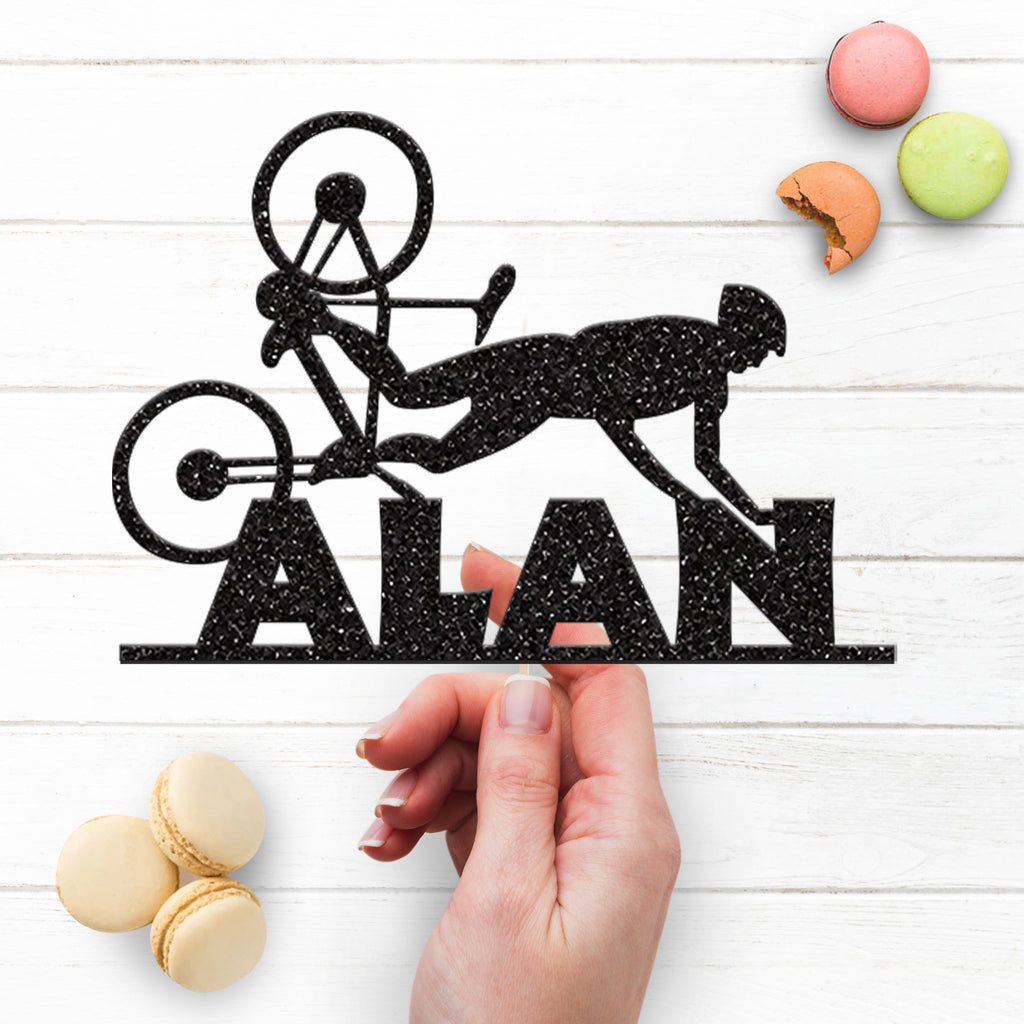 Personalised BMX Wipeout Cake Topper – Name - view 3