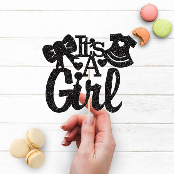 It’s a Girl Bow & Dress Baby Shower Cake Topper - view 3
