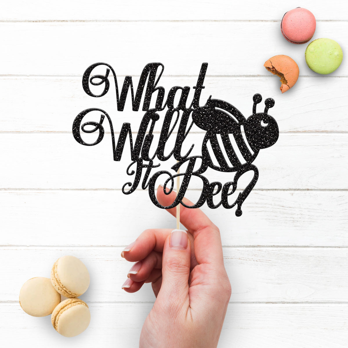 What Will It Bee? Script Bee Cake Topper - view 3
