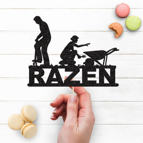 Personalised Gardening Duo & Wheelbarrow Cake Topper – Name - view 3