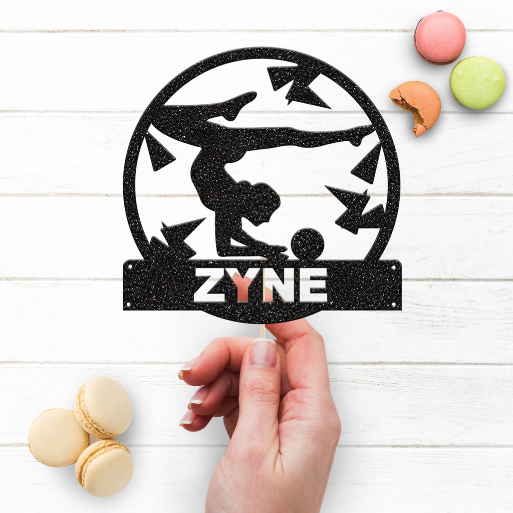 Personalised Gymnast Balance & Ball Cake Topper – Name - view 3