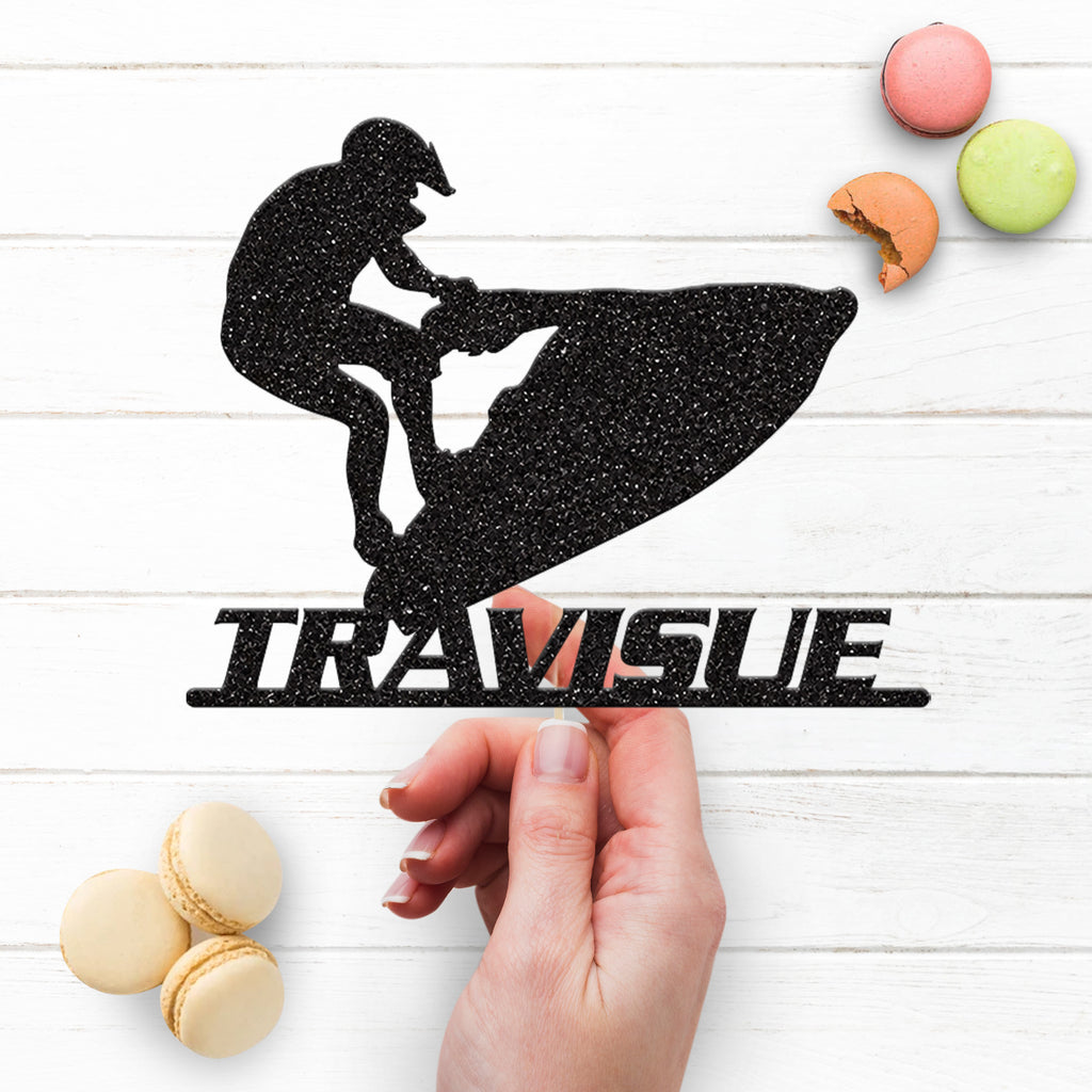 Personalised Jet Ski Jump Cake Topper – Name - view 3
