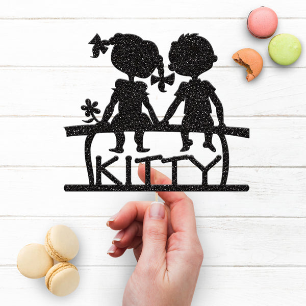 Personalised Seated Best Friends Cake Topper – Name - view 3