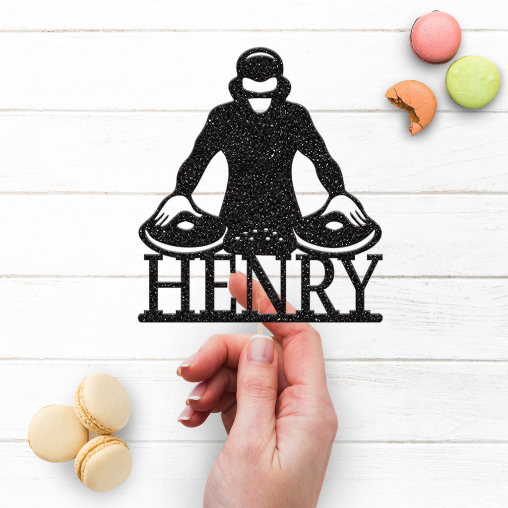 Personalised DJ Twin Turntables Cake Topper – Name - view 3