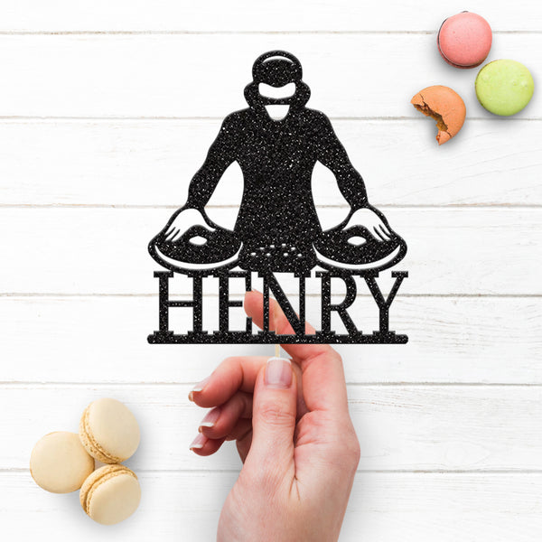 Personalised DJ Twin Turntables Cake Topper – Name - view 3