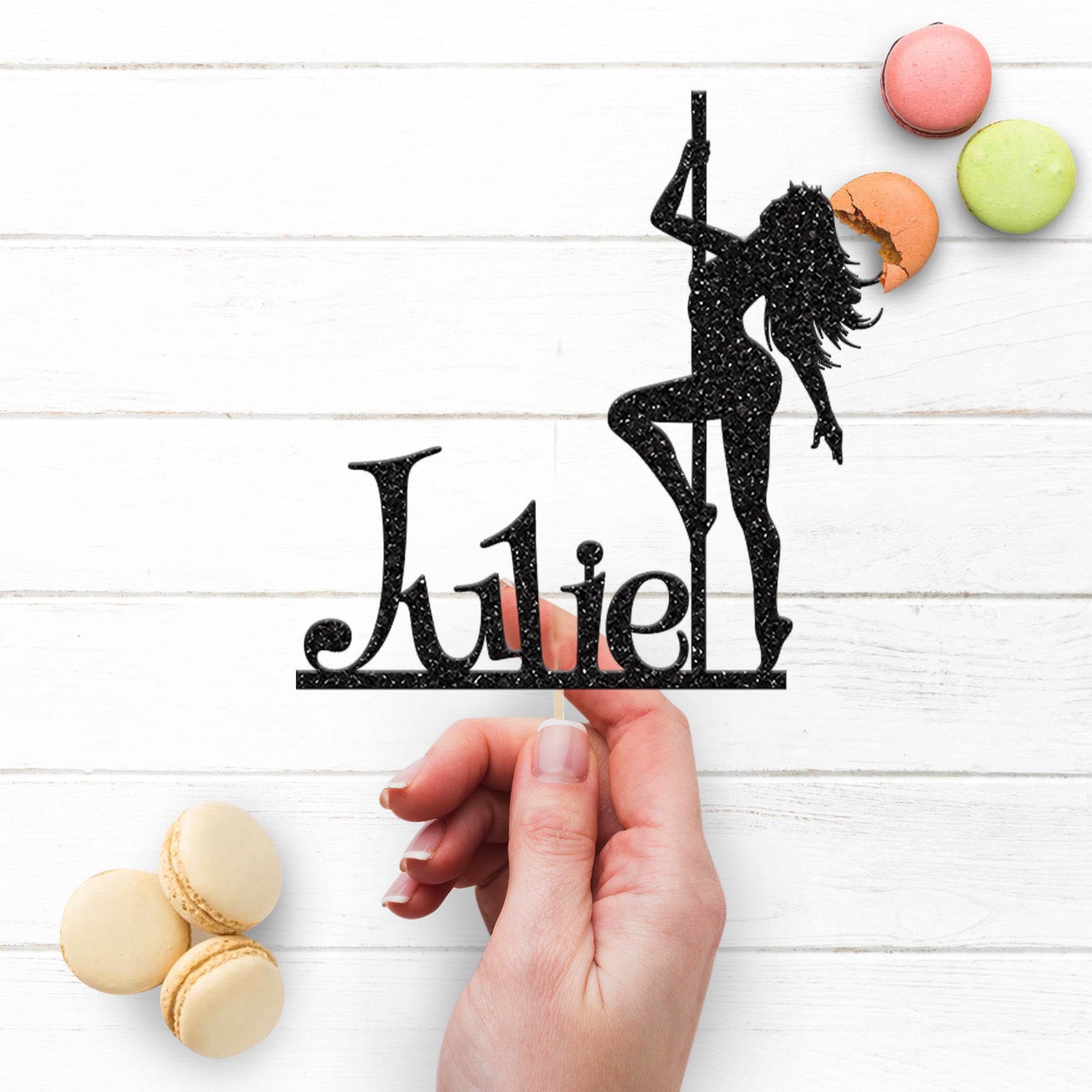 Personalised Pole Dancer Cake Topper – Name Secondary image