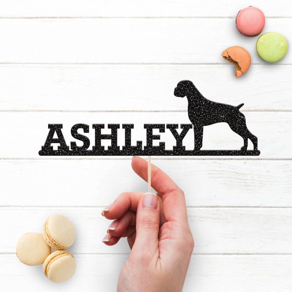 Personalised Standing Dog Silhouette Cake Topper – Name - view 3