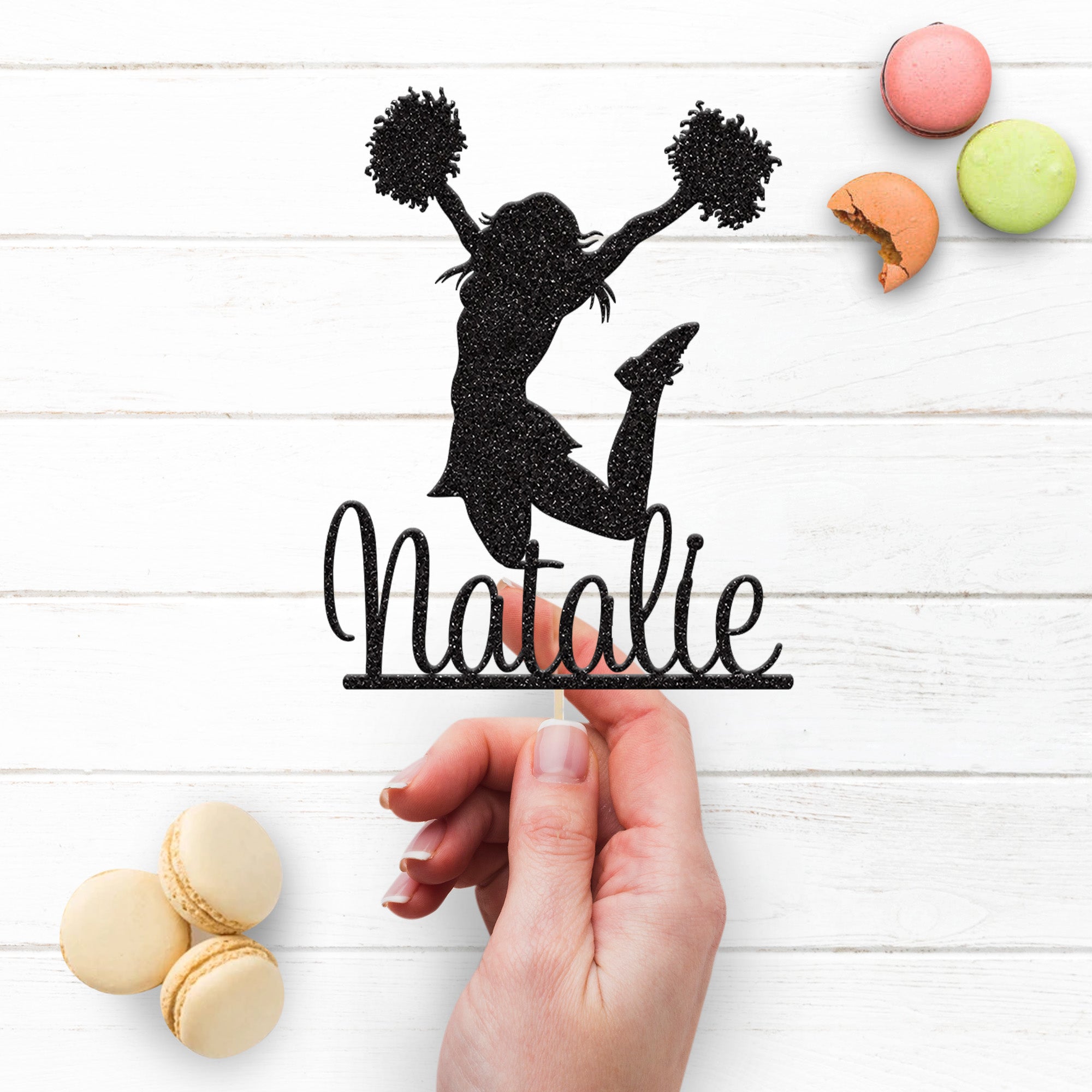 Personalised Jumping Cheerleader Cake Topper – Name Secondary image