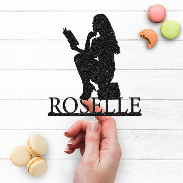 Personalised Book Lover Cake Topper – Name - view 3