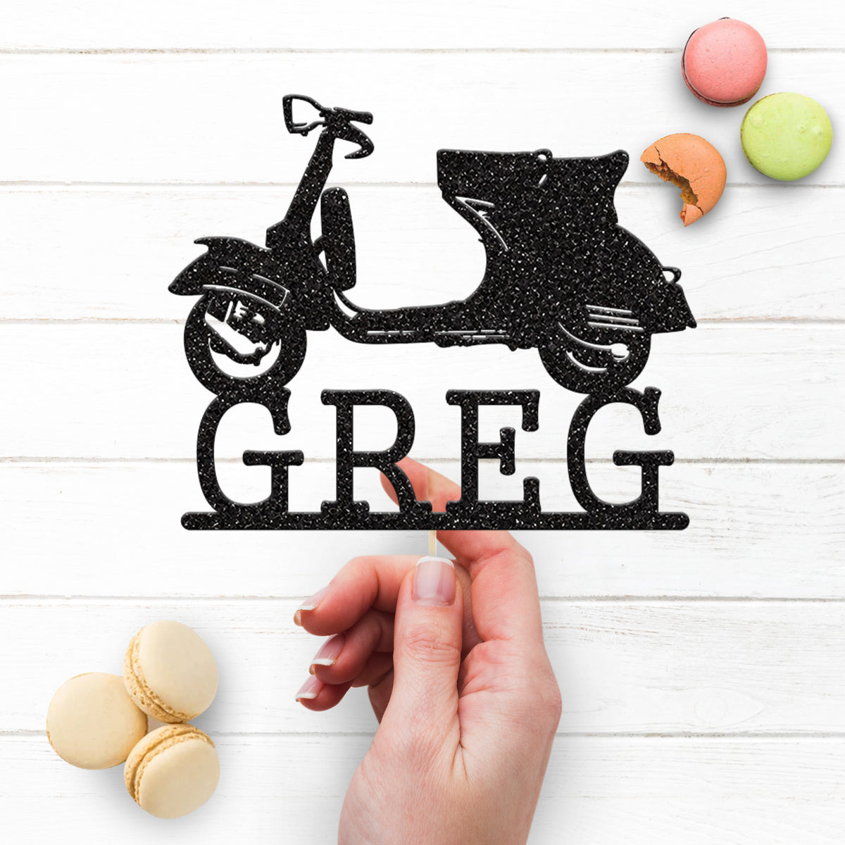 Personalised Classic Scooter Cake Topper – Name - view 3