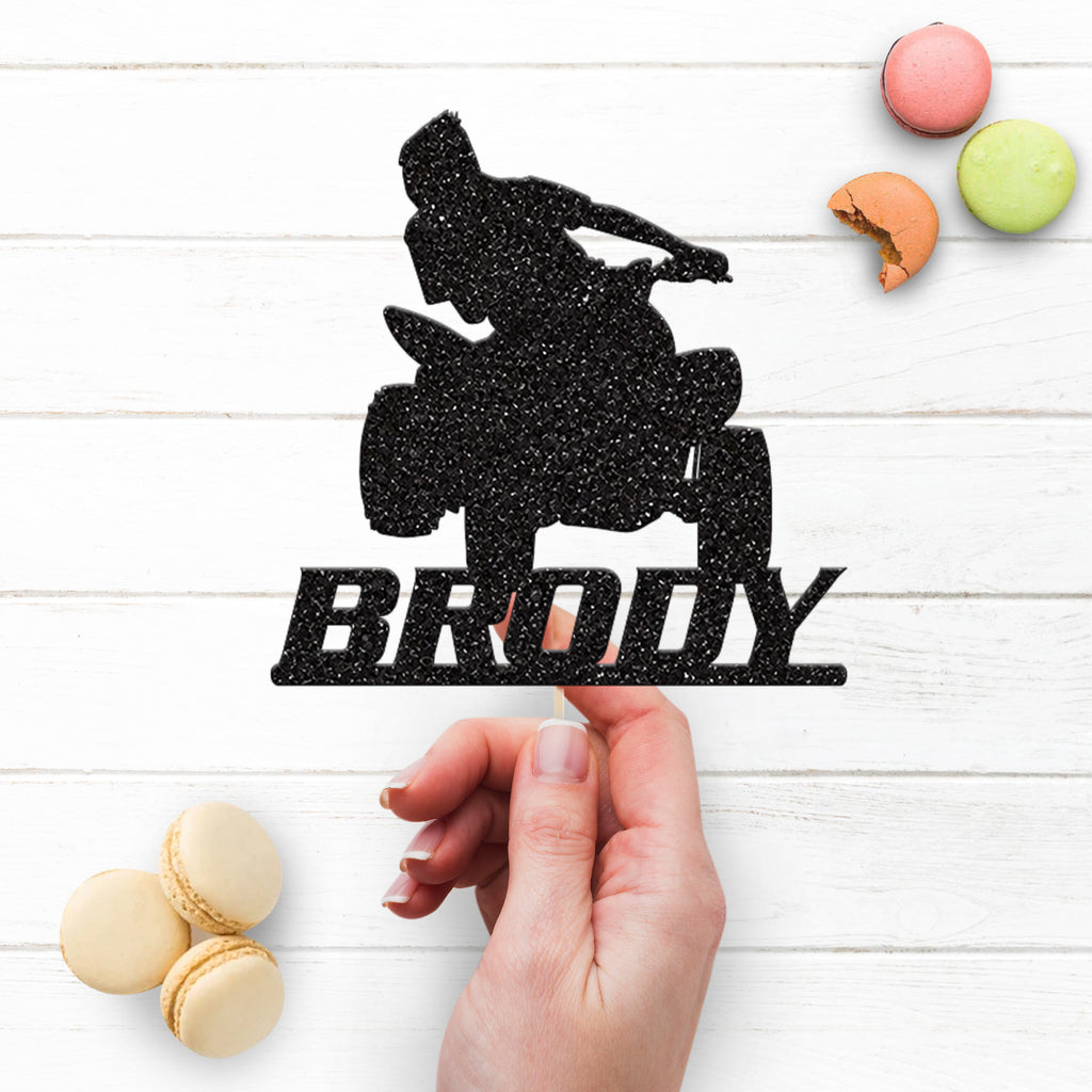 Personalised Quad Bike Rider Cake Topper – Name - view 3