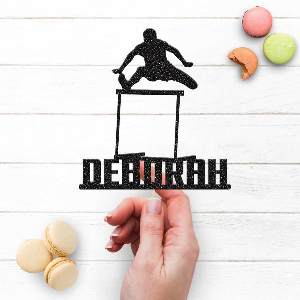 Personalised Hurdles Athlete Cake Topper – Name - view 3