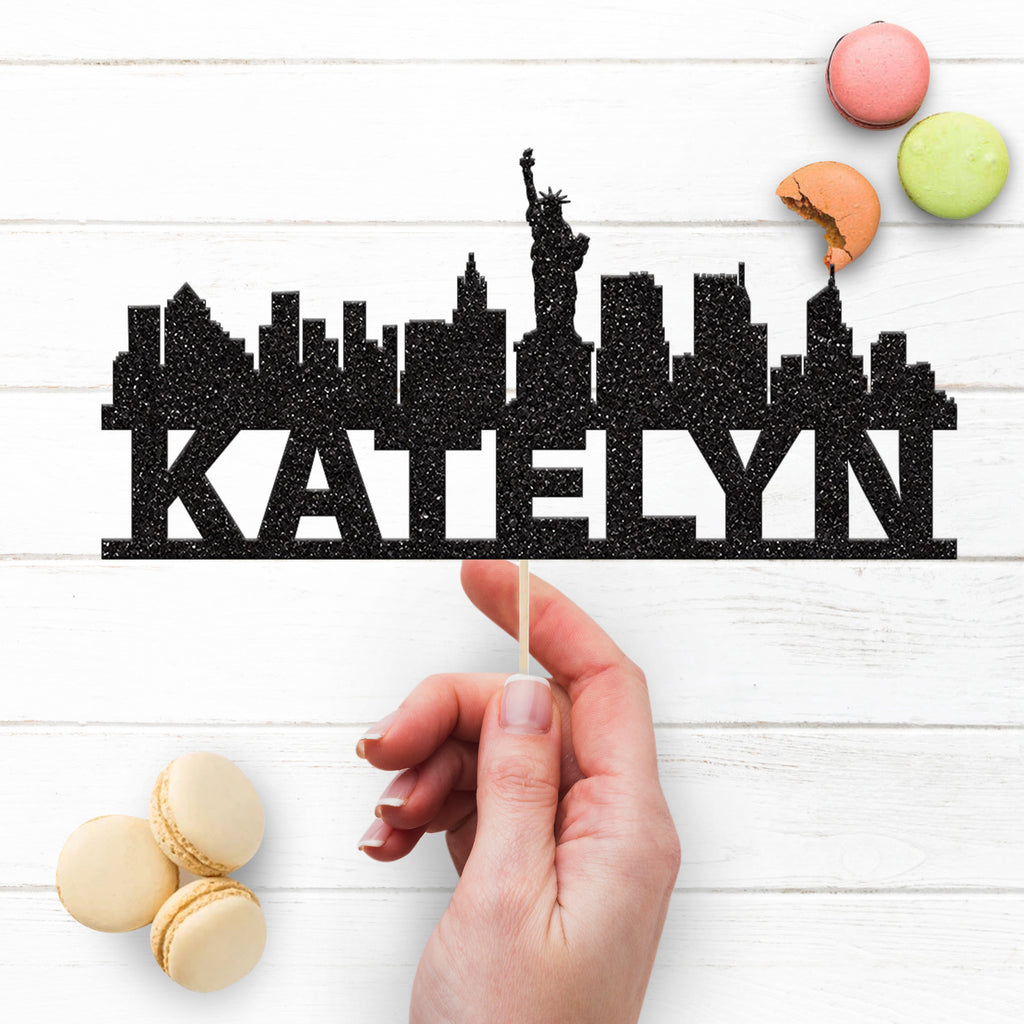 Personalised New York Skyline Cake Topper – Name - view 3