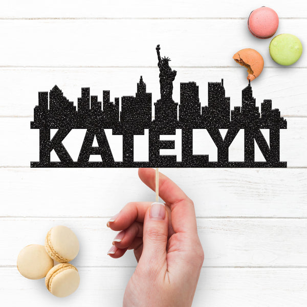 Personalised New York Skyline Cake Topper – Name - view 3