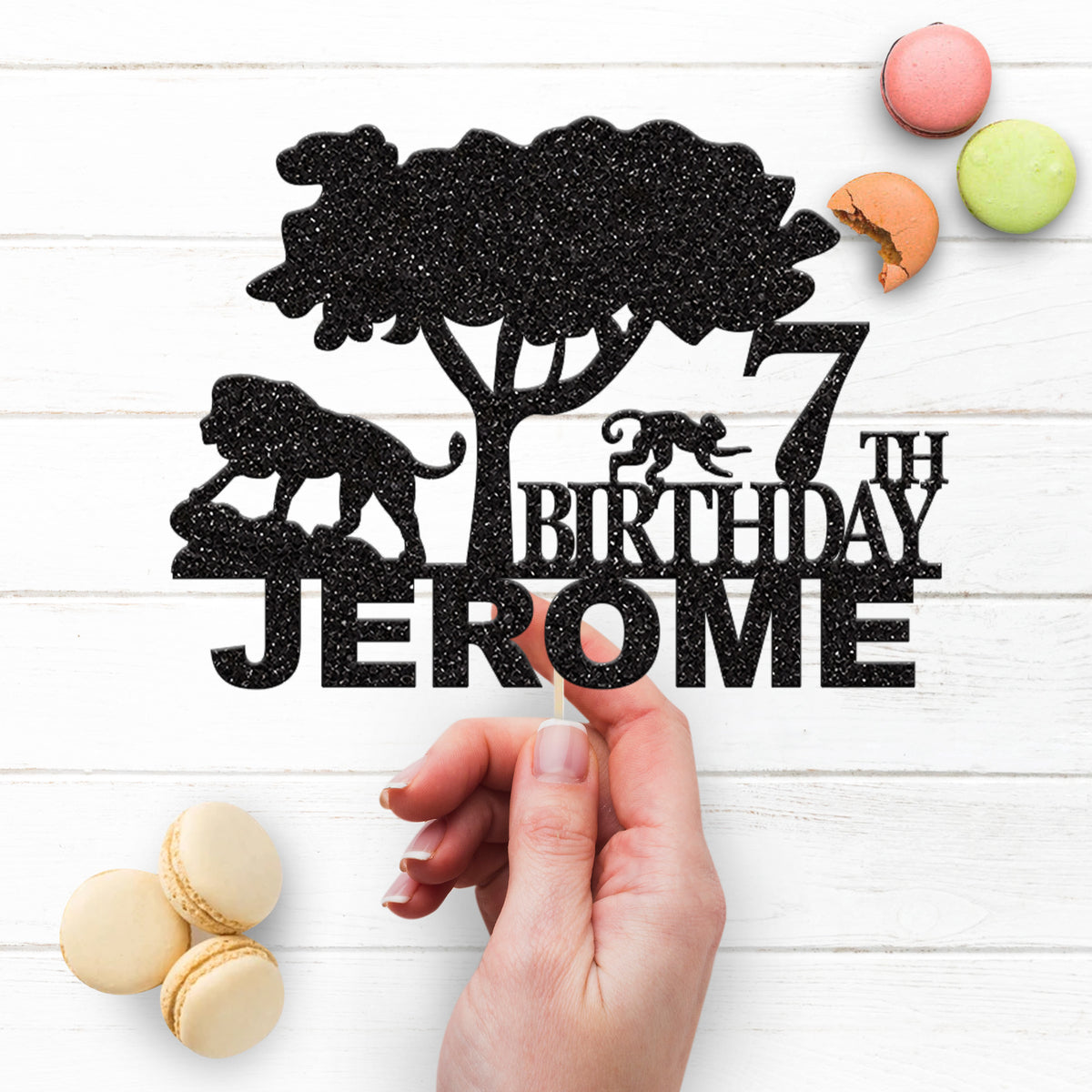 Personalised Jungle Tree Cake Topper – Name & Age - view 3
