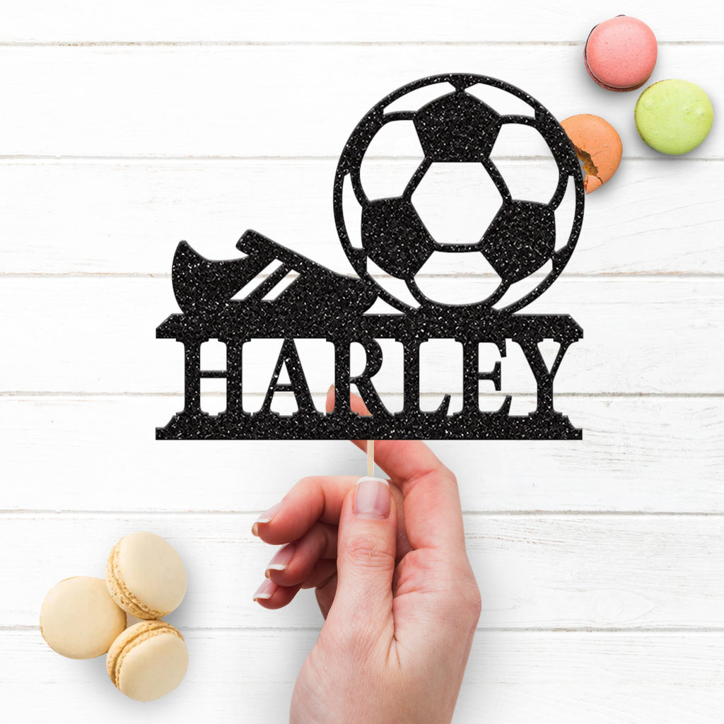Personalised Football Boot and Ball Cake Topper – Name - view 3