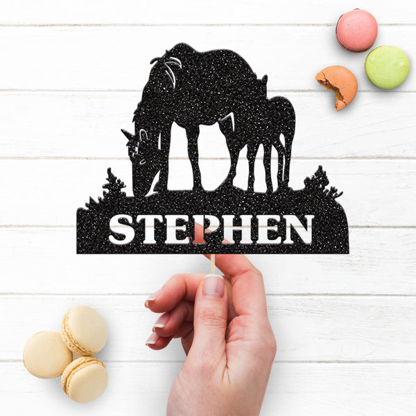 Personalised Horse and Foal Cake Topper – Name - view 3