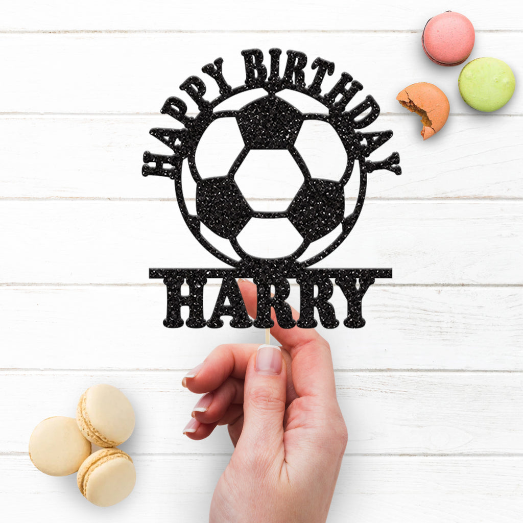 Personalised Football Happy Birthday Cake Topper – Name - view 3