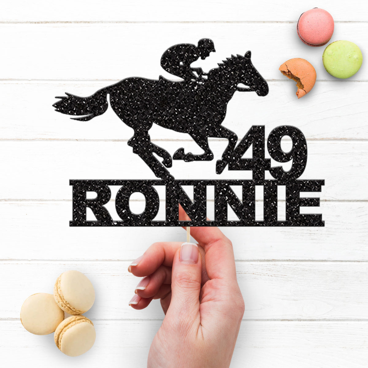 Personalised Horse Racing Cake Topper – Name & Age - view 3