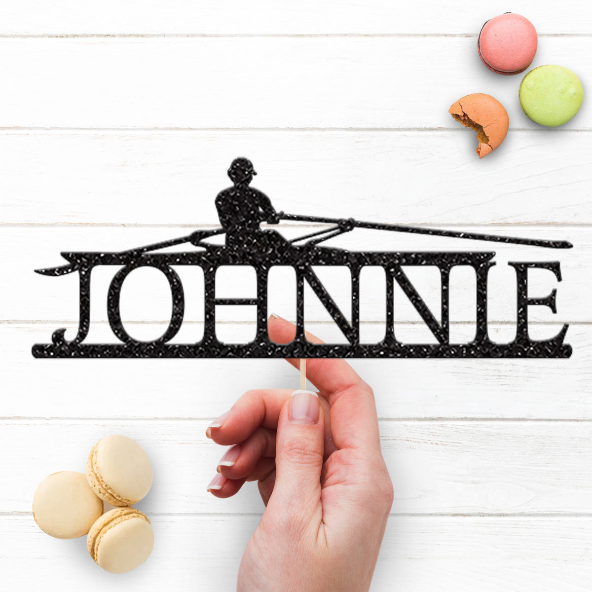 Personalised Rowing Cake Topper – Name - view 3