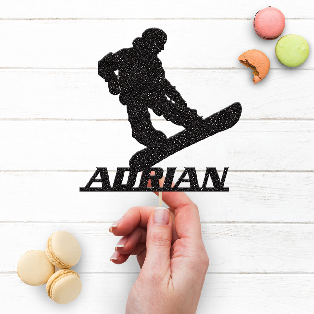 Personalised Snowboarder Cake Topper – Name - view 3
