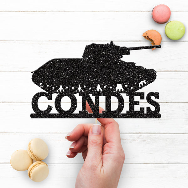 Personalised Tank Cake Topper – Name - view 3