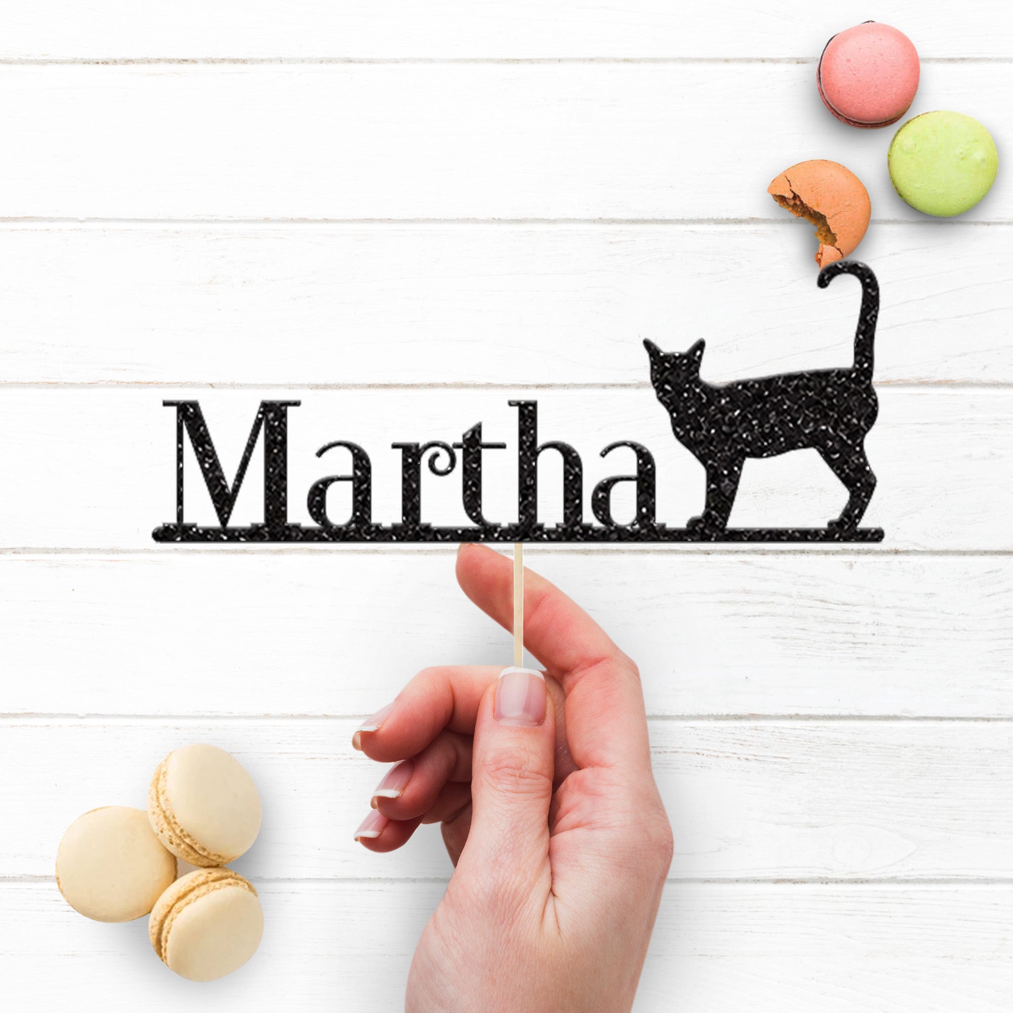 Personalised Standing Cat Cake Topper – Name Secondary image