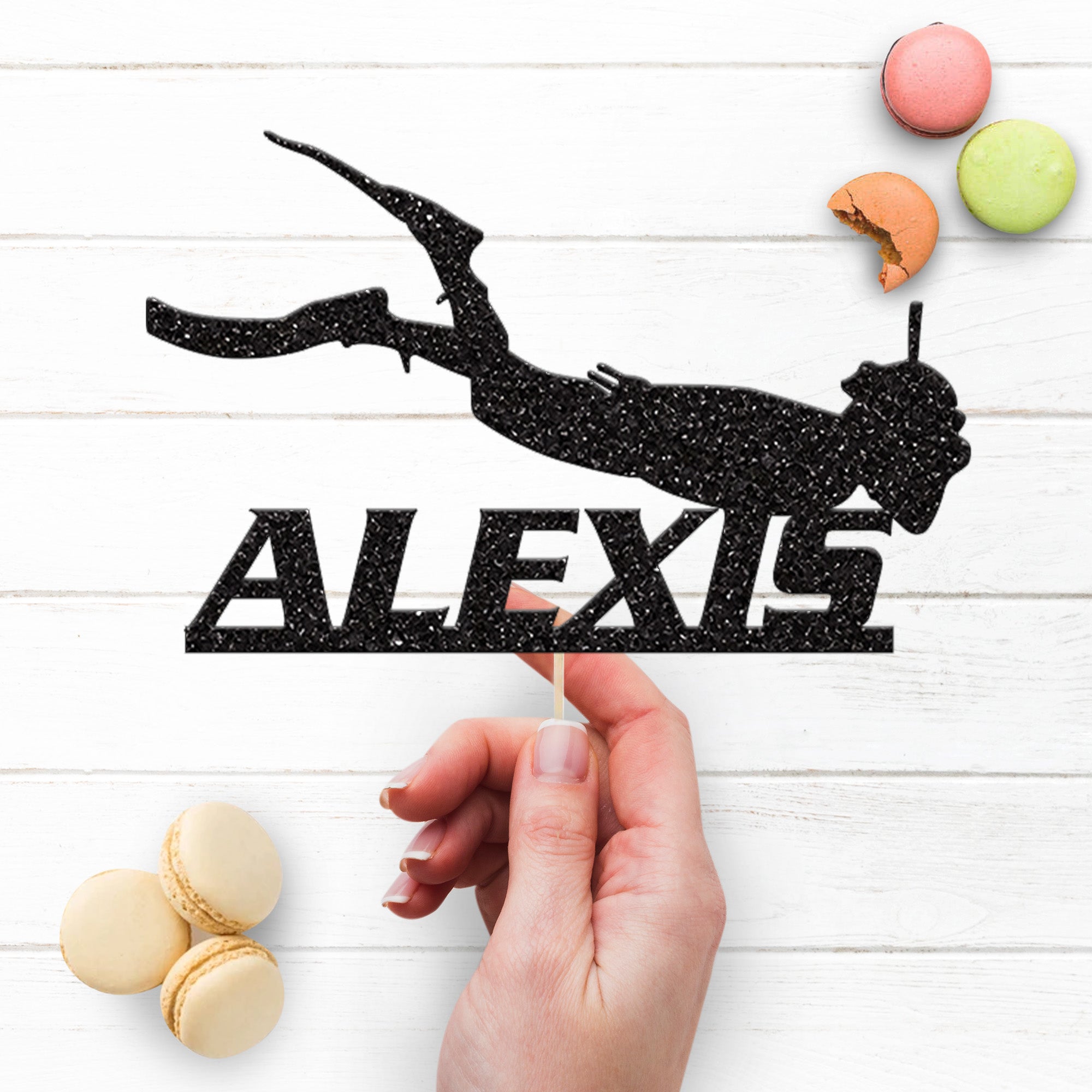 Personalised Snorkeller Cake Topper – Name Secondary image