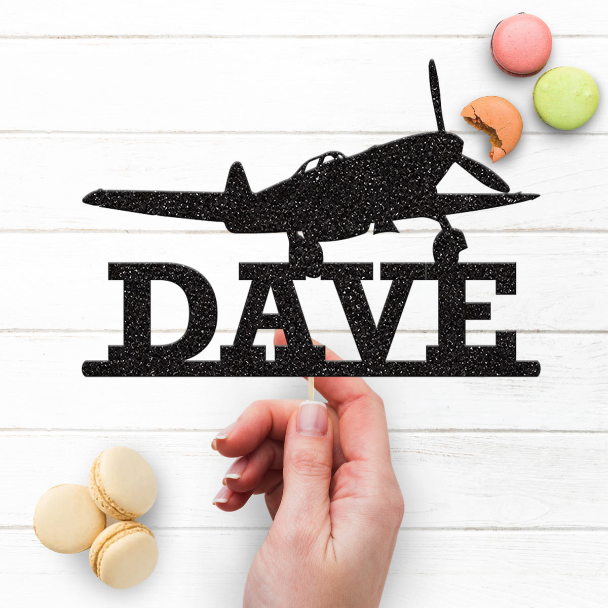 Personalised Propeller Plane Cake Topper – Name - view 3