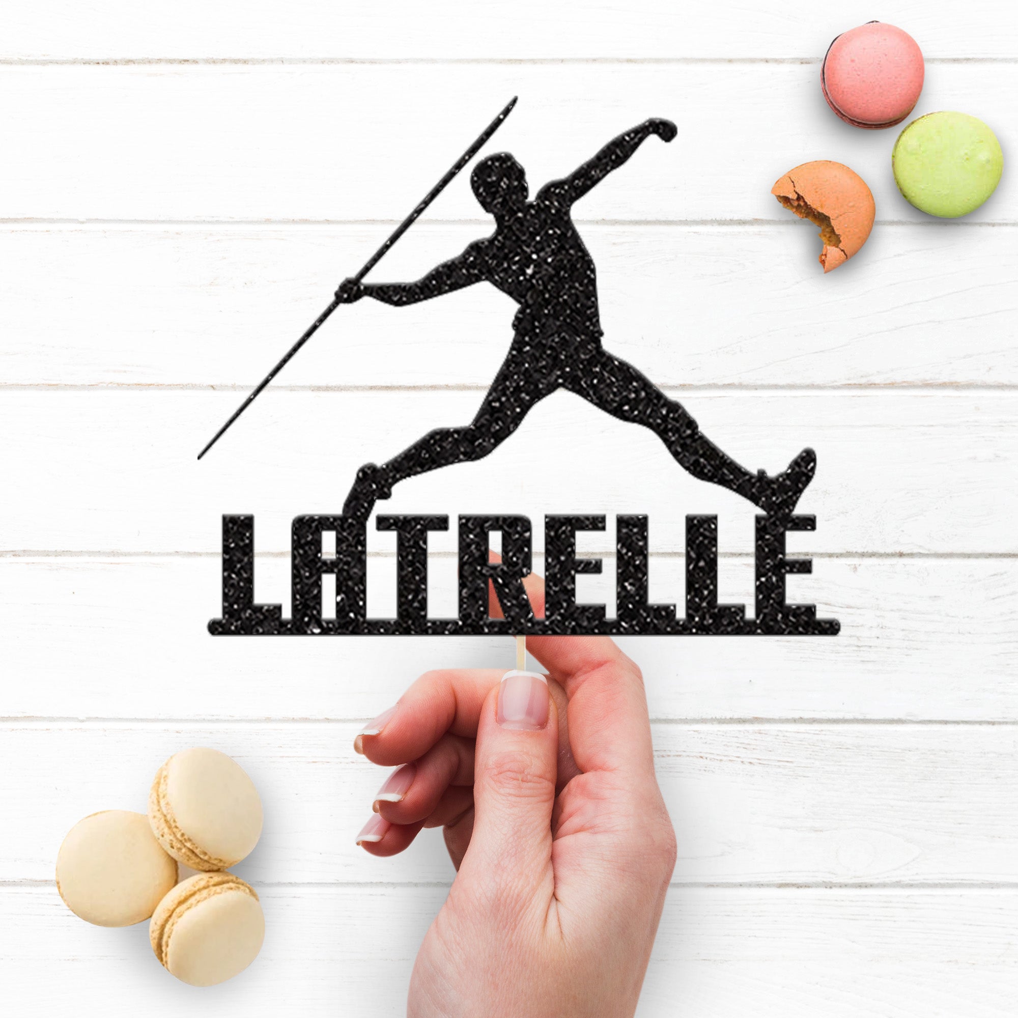 Personalised Javelin Thrower Cake Topper – Name Secondary image
