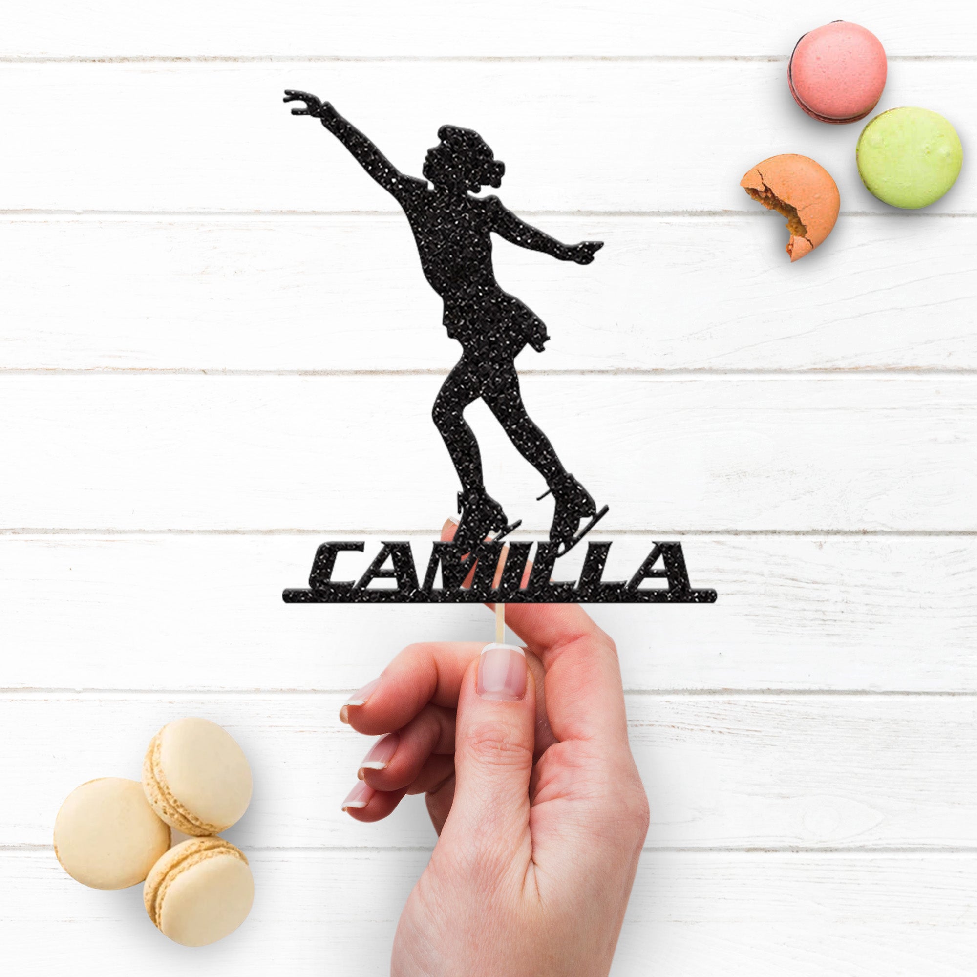 Personalised Female Ice Skater Cake Topper – Name Secondary image
