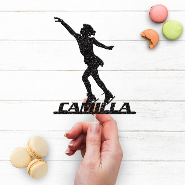 Personalised Female Ice Skater Cake Topper with Name - view 3