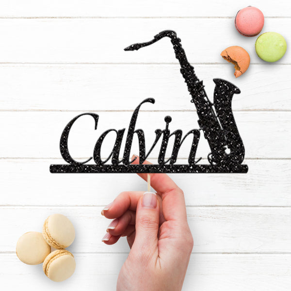 Personalised Saxophone Cake Topper with Name - view 3