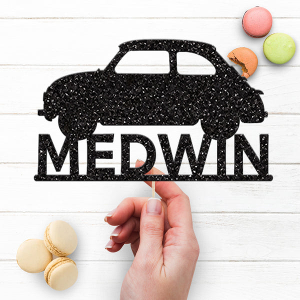 Personalised Small Classic Car Cake Topper with Name - view 3